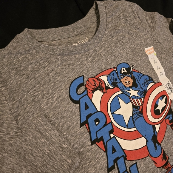 Jumping Beans Boys NWT Captain America Long Sleeve Graphic T-Shirt Gray Size 12 - Picture 3 of 7